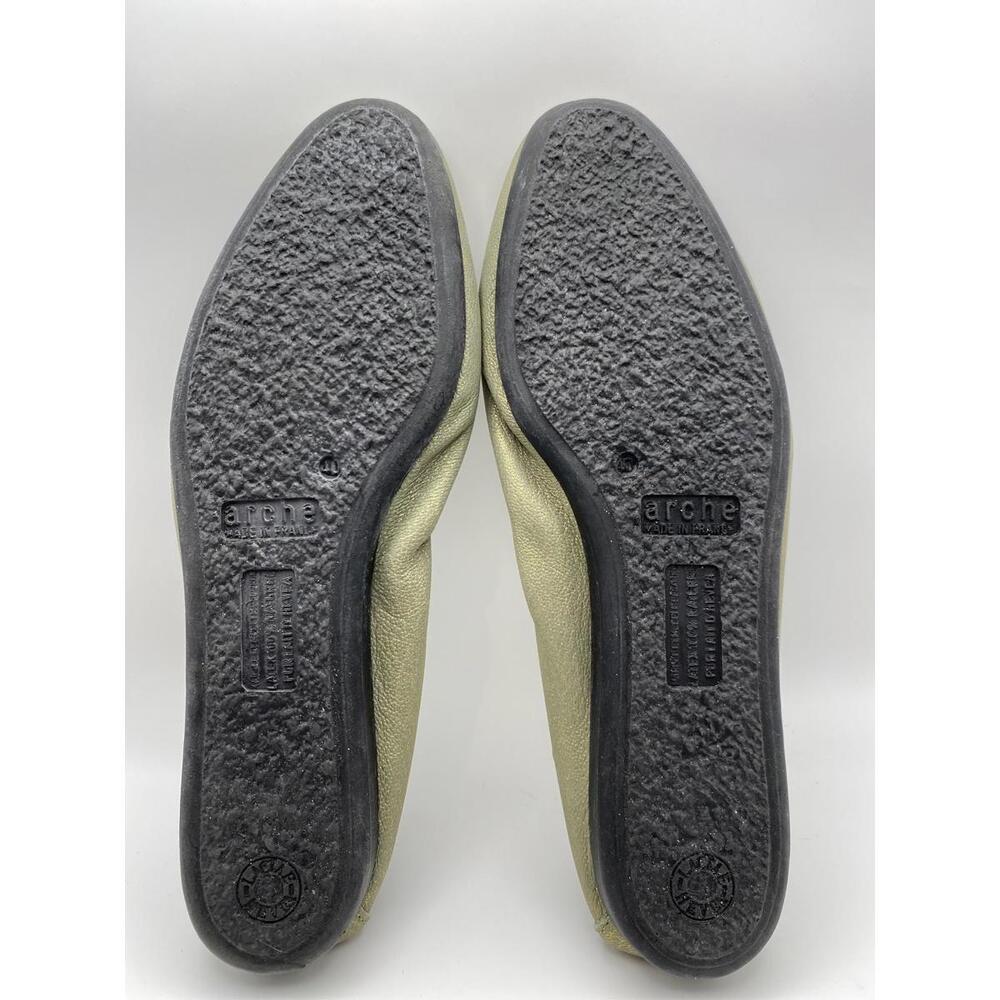 Arche Olive Green Leather Ballet Flats - Picture 3 of 4